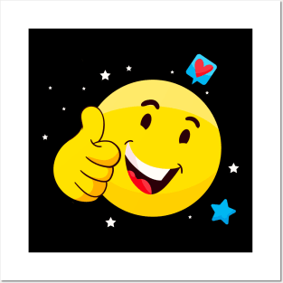 Emote Smile Thumbs Up Emoticon Funny Face Posters and Art